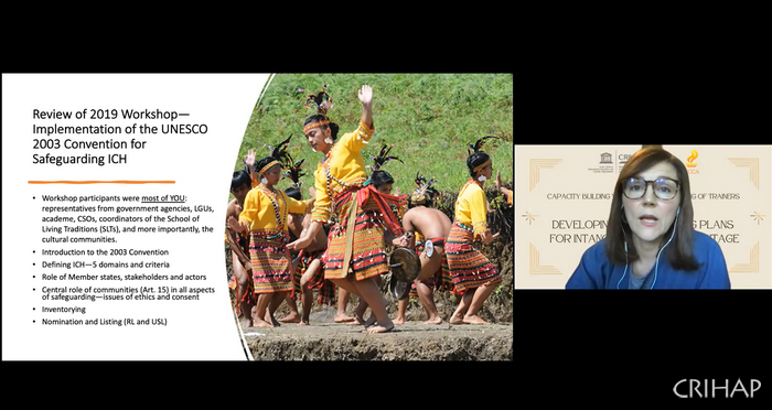 菲律賓“聯(lián)合國(guó)教科文組織非物質(zhì)文化遺產(chǎn)能力建設(shè)師資培訓(xùn)班”在線舉辦